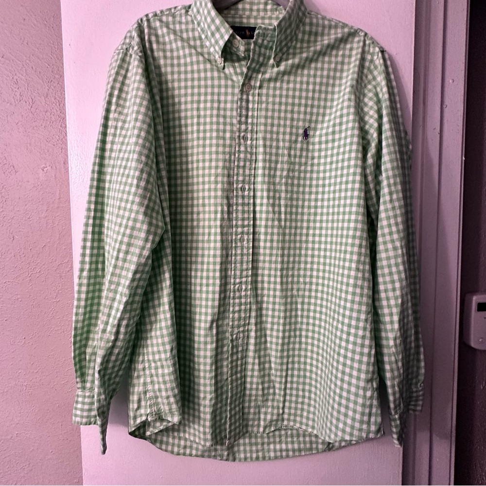 Ralph Lauren Green Checked Men's Button-Down Shirt Size Large - Picture 6 of 10